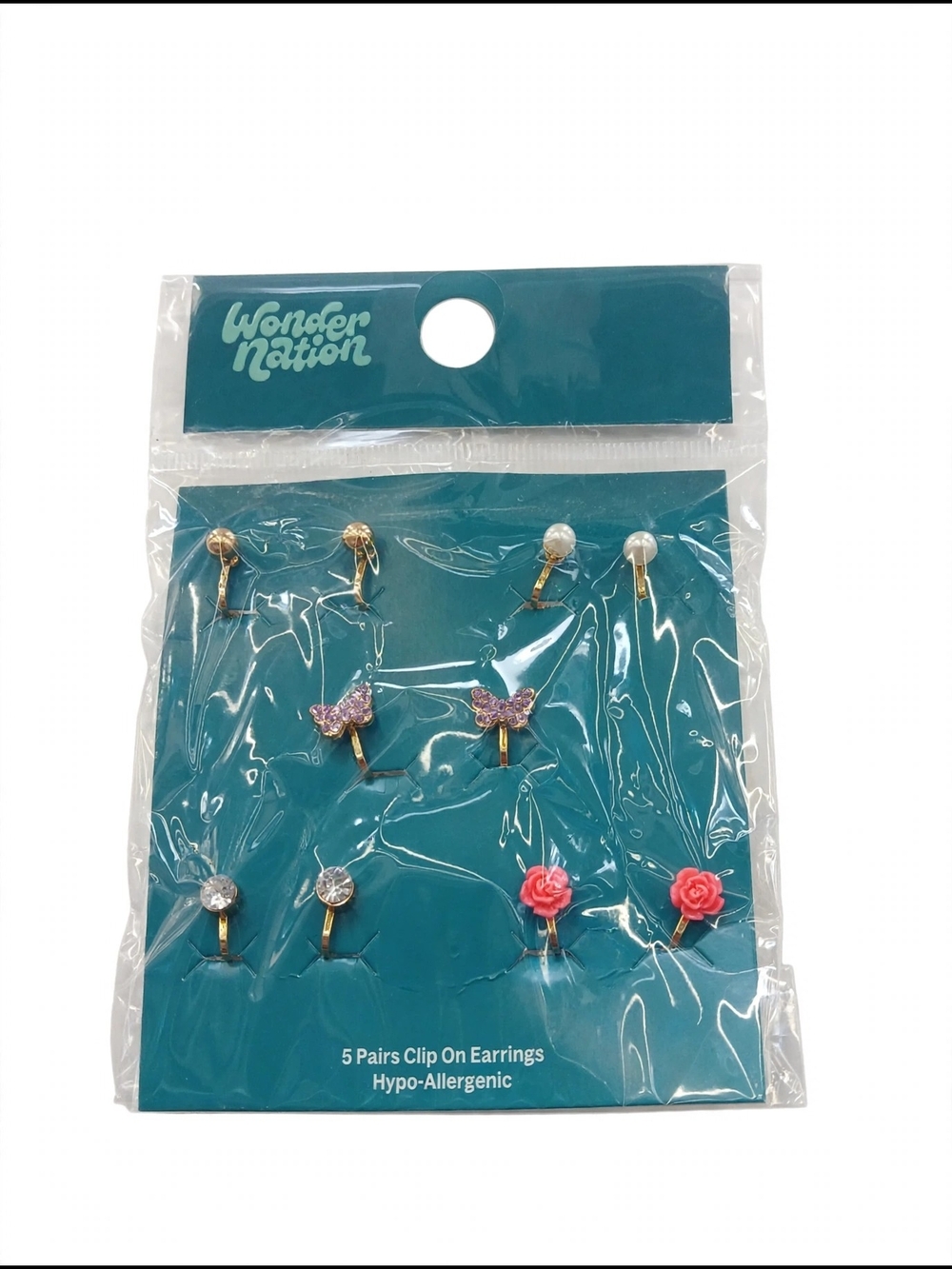 wonder nation Clip-On Earring Set — Pink, Gold, White & Clear